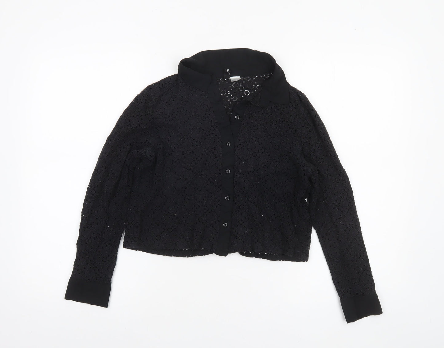 Womens UK Size 12 H&M Divided Black Lace Blouse