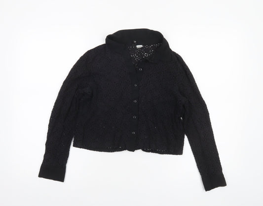 Womens UK Size 12 H&M Divided Black Lace Blouse