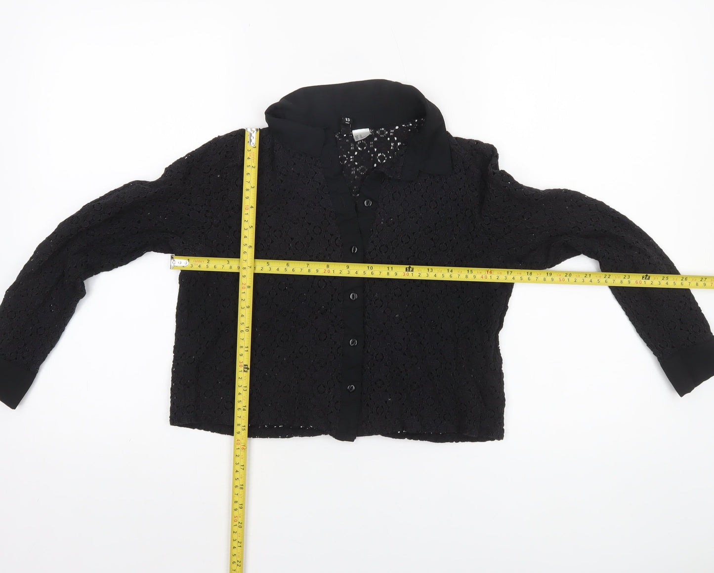 Womens UK Size 12 H&M Divided Black Lace Blouse
