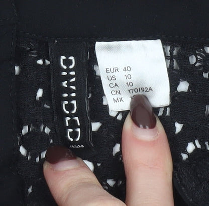 Womens UK Size 12 H&M Divided Black Lace Blouse