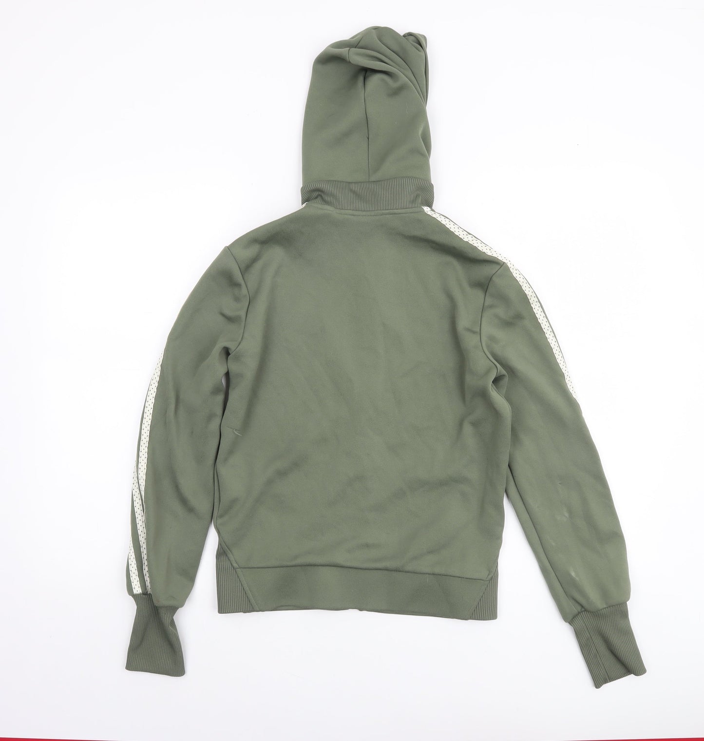 Adidas Womens Green Full Zip Hoodie Size 12 Lined Sportswear