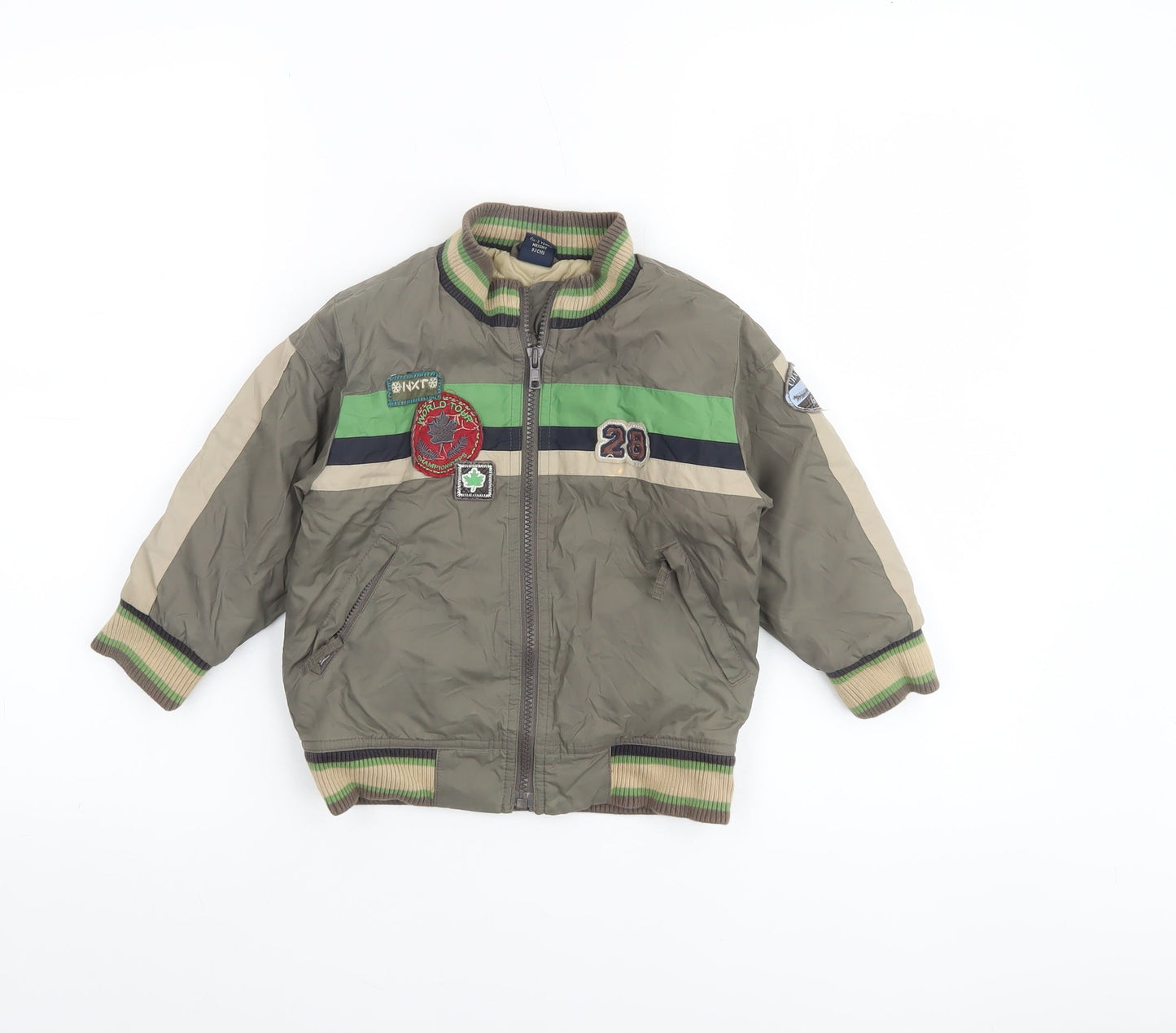 Next Unisex Baby Brown Bomber Jacket 18-24 Months Nylon Autumn Winter