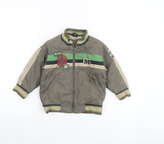 Next Unisex Baby Brown Bomber Jacket 18-24 Months Nylon Autumn Winter