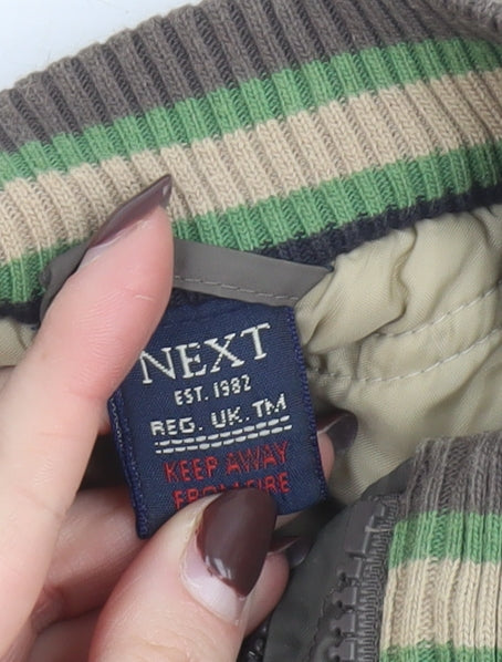 Next Unisex Baby Brown Bomber Jacket 18-24 Months Nylon Autumn Winter