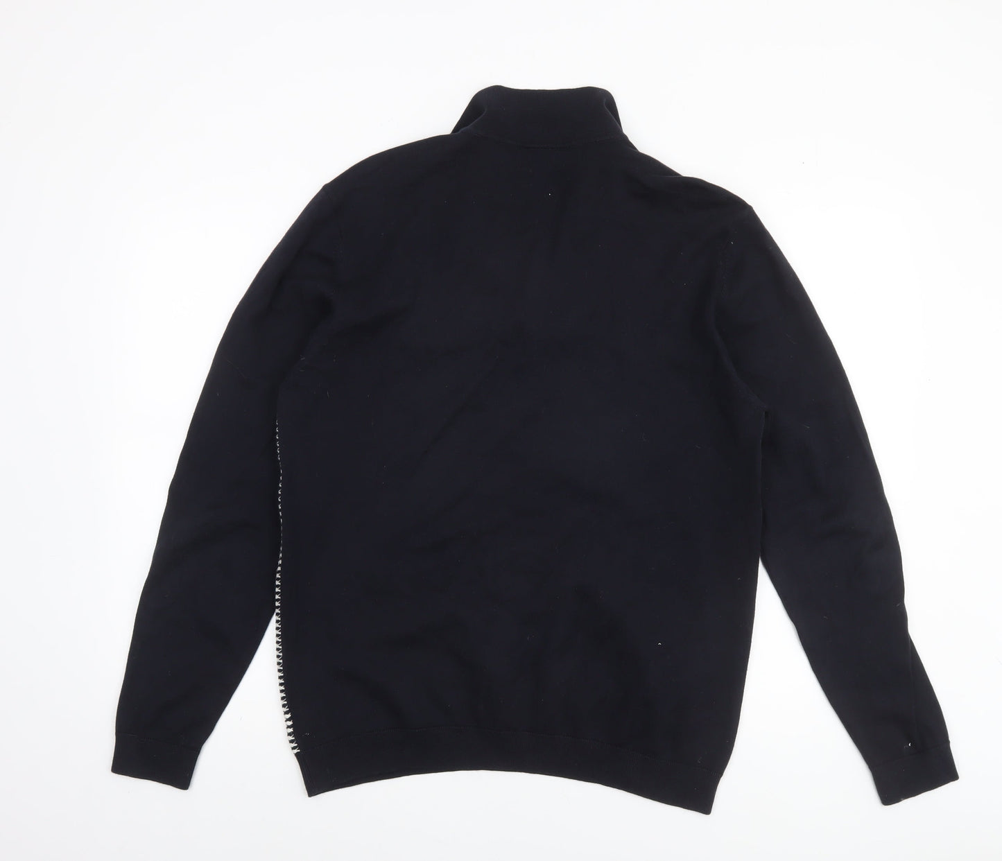 Next Men's Black Geometric Collared Cotton Knit Jumper Size L