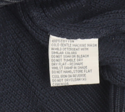 Connor Men's Blue Cotton Waffle Knit Crew Neck Jumper L