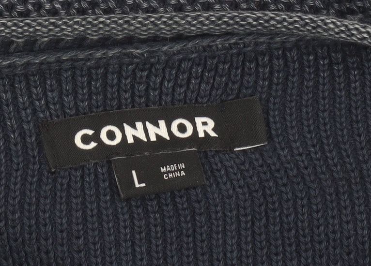 Connor Men's Blue Cotton Waffle Knit Crew Neck Jumper L