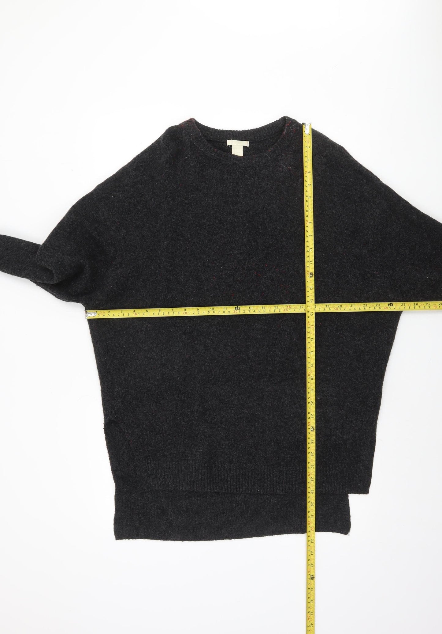 H&M Women's Black Relaxed Fit Crew Neck Knit Jumper Size S