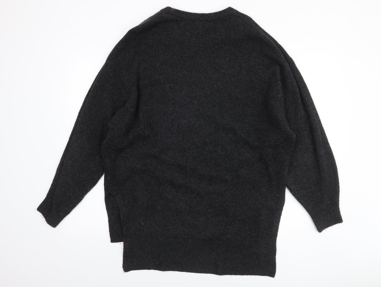 H&M Women's Black Relaxed Fit Crew Neck Knit Jumper Size S