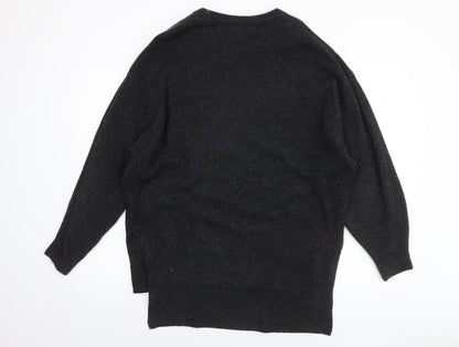 H&M Women's Black Relaxed Fit Crew Neck Knit Jumper Size S