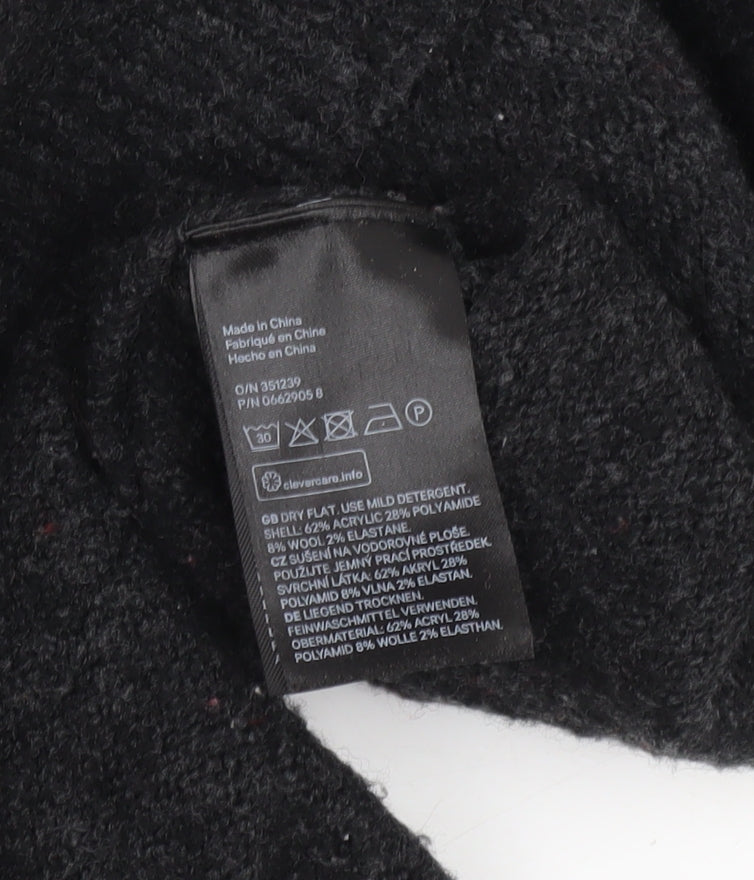 H&M Women's Black Relaxed Fit Crew Neck Knit Jumper Size S