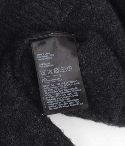 H&M Women's Black Relaxed Fit Crew Neck Knit Jumper Size S