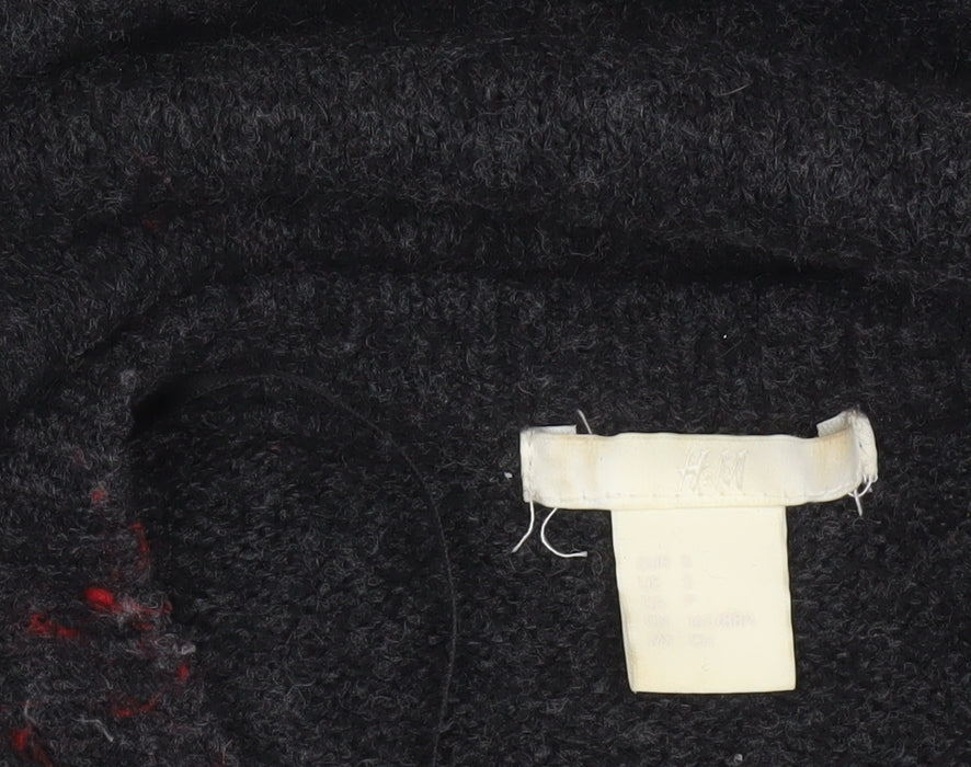 H&M Women's Black Relaxed Fit Crew Neck Knit Jumper Size S