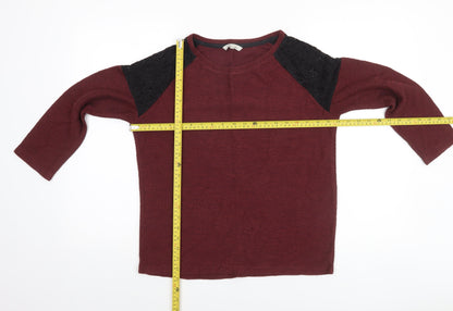 Peacocks Womens Red 3/4 Sleeve Knit Top Size 10