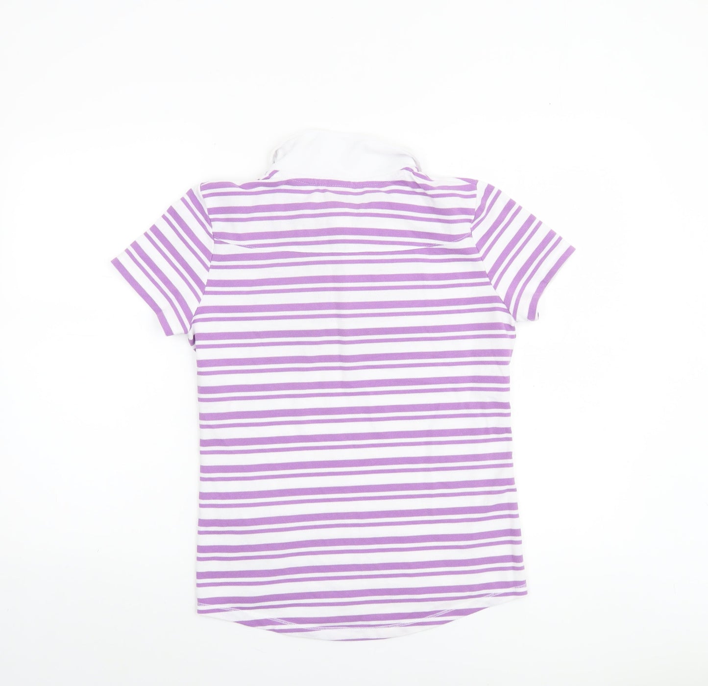 LA Gear Women’s Purple White Striped Polo Shirt Size 12 Cotton Blend