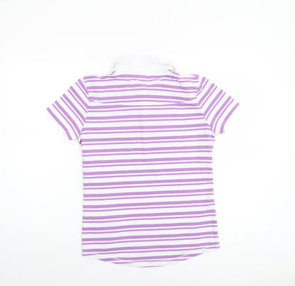 LA Gear Women’s Purple White Striped Polo Shirt Size 12 Cotton Blend