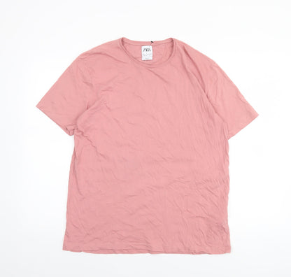 Womens UK Size 14 Zara Pink Basic T-Shirt