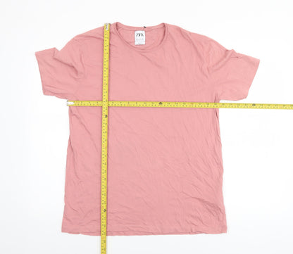Womens UK Size 14 Zara Pink Basic T-Shirt