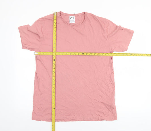 Womens UK Size 14 Zara Pink Basic T-Shirt