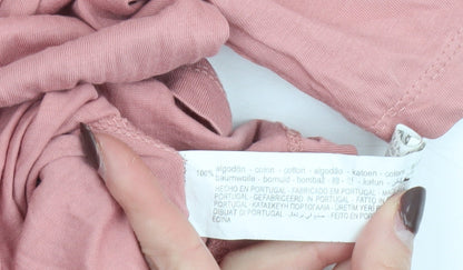 Womens UK Size 14 Zara Pink Basic T-Shirt