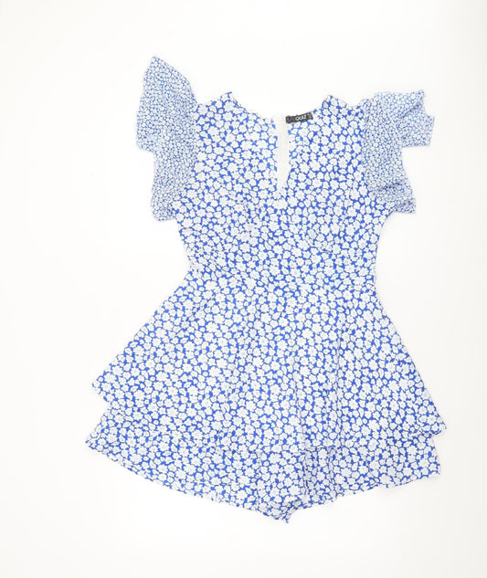 Quiz Women’s Blue Floral Skater Mini Dress Size 10