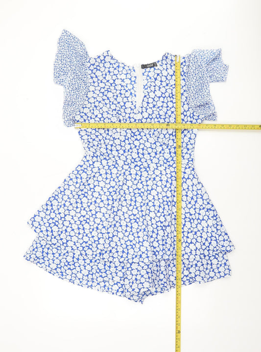 Quiz Women’s Blue Floral Skater Mini Dress Size 10