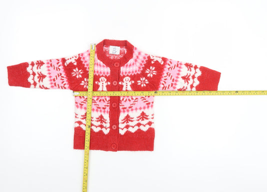 Nutmeg Girls Red Christmas Gingerbread Cardigan 1-1½ Years Acrylic Blend