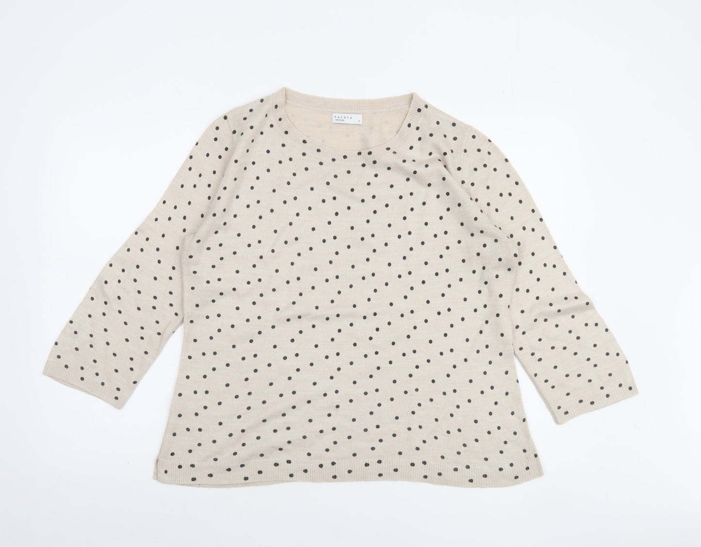 Womens UK Size 12 Papaya Beige Pullover Jumper