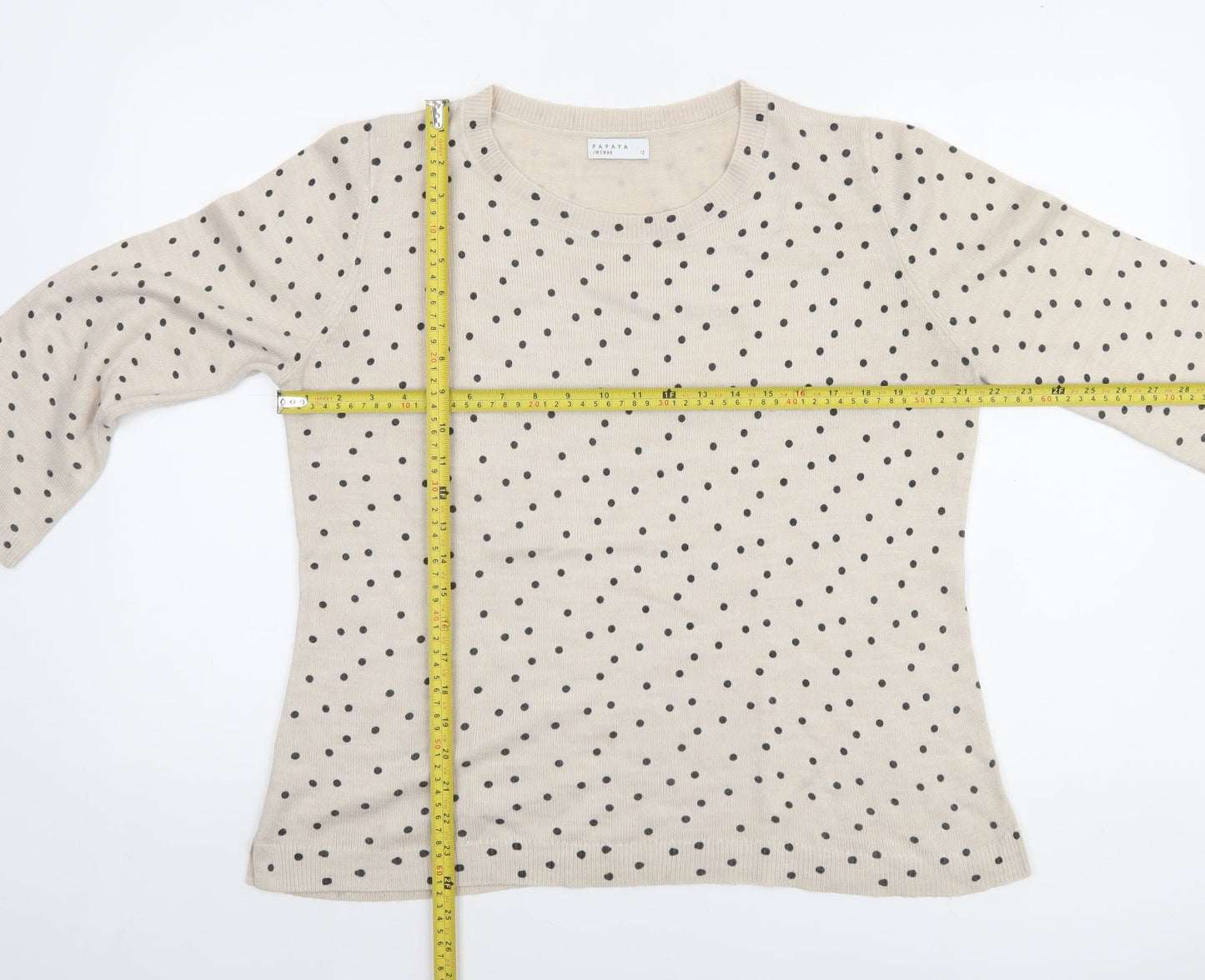 Womens UK Size 12 Papaya Beige Pullover Jumper
