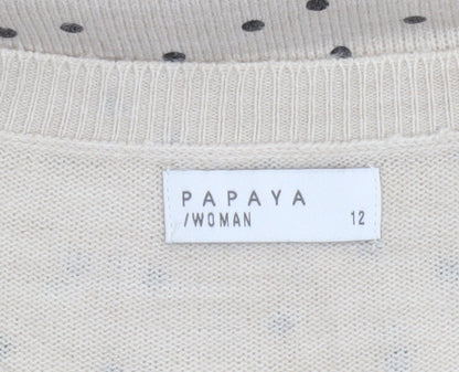 Womens UK Size 12 Papaya Beige Pullover Jumper