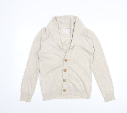 River Island Men’s Beige Cotton Cardigan S Classic Knitwear