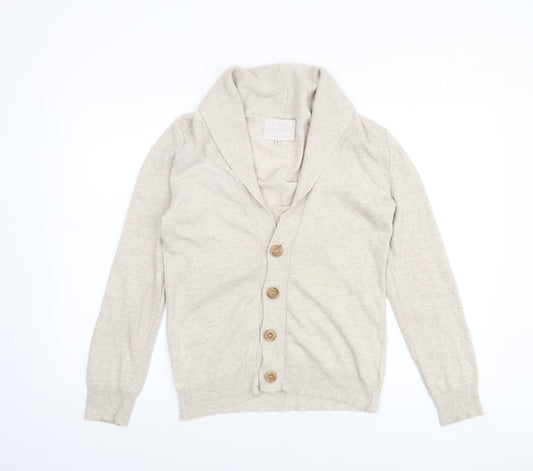 River Island Men’s Beige Cotton Cardigan S Classic Knitwear