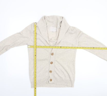 River Island Men’s Beige Cotton Cardigan S Classic Knitwear