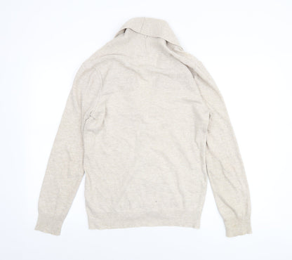 River Island Men’s Beige Cotton Cardigan S Classic Knitwear
