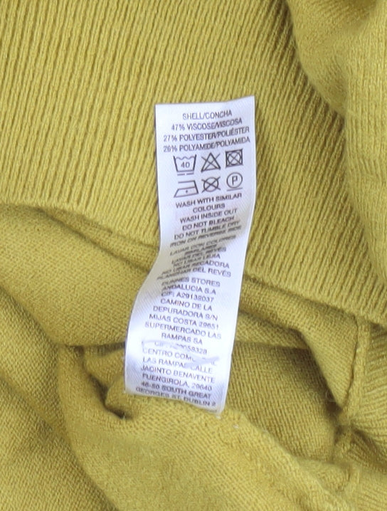 Gallery Womens Yellow 2XL Mock Neck Relaxed Fit Knit Jumper