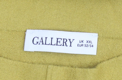 Gallery Womens Yellow 2XL Mock Neck Relaxed Fit Knit Jumper