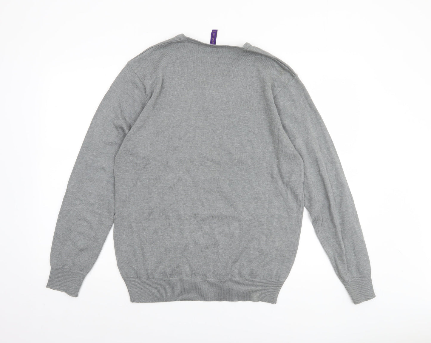 Henbury Men's Grey V-Neck Cotton Acrylic Golf Jumper Size M