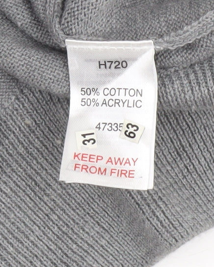 Henbury Men's Grey V-Neck Cotton Acrylic Golf Jumper Size M