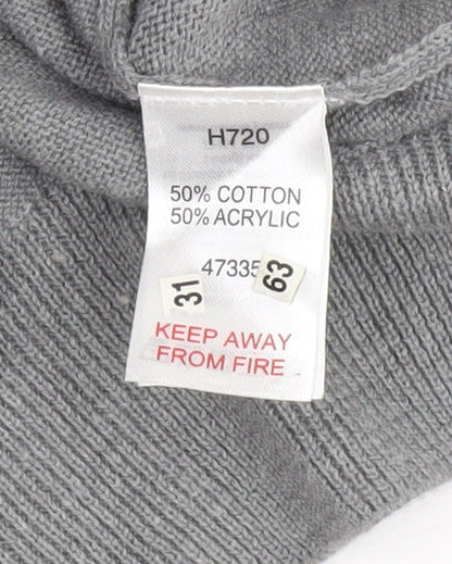 Henbury Men's Grey V-Neck Cotton Acrylic Golf Jumper Size M