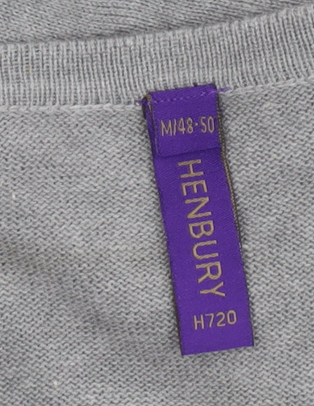Henbury Men's Grey V-Neck Cotton Acrylic Golf Jumper Size M
