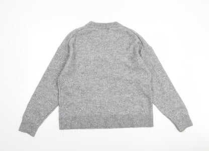 H&M Women Grey Sequin Knit Pullover Jumper Size S