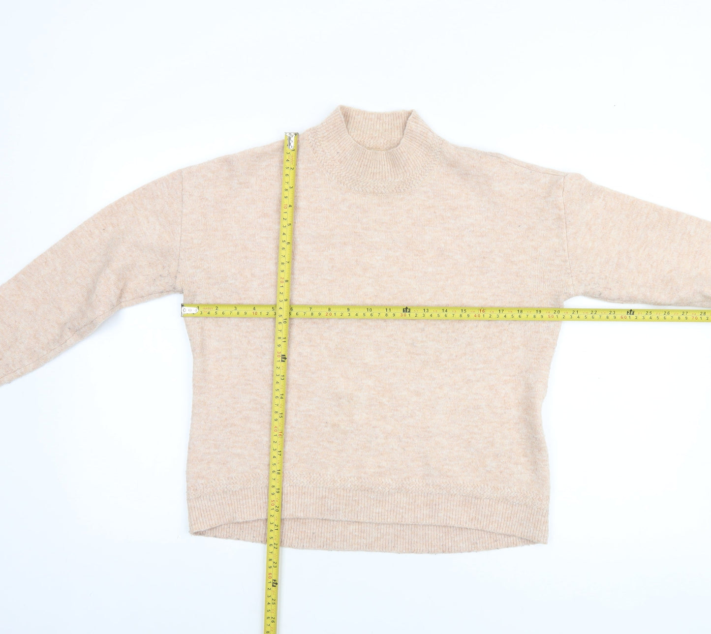 Fat Face Women's Beige Mock Neck Jumper Size 8 Regular Knit