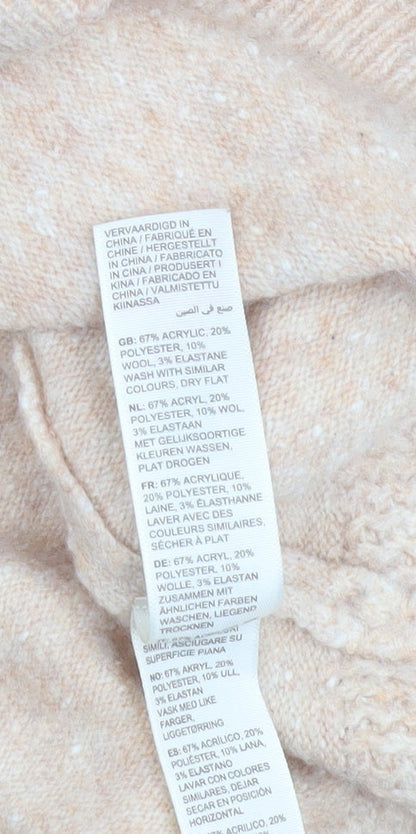 Fat Face Women's Beige Mock Neck Jumper Size 8 Regular Knit
