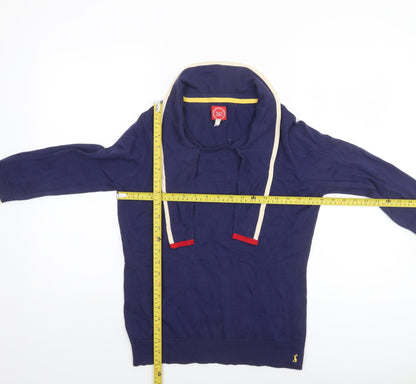 Joules Women's Blue Cowl Neck 3/4 Sleeve Cotton Jumper Size 14
