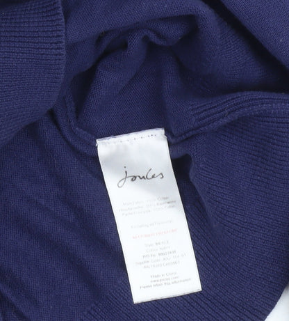 Joules Women's Blue Cowl Neck 3/4 Sleeve Cotton Jumper Size 14