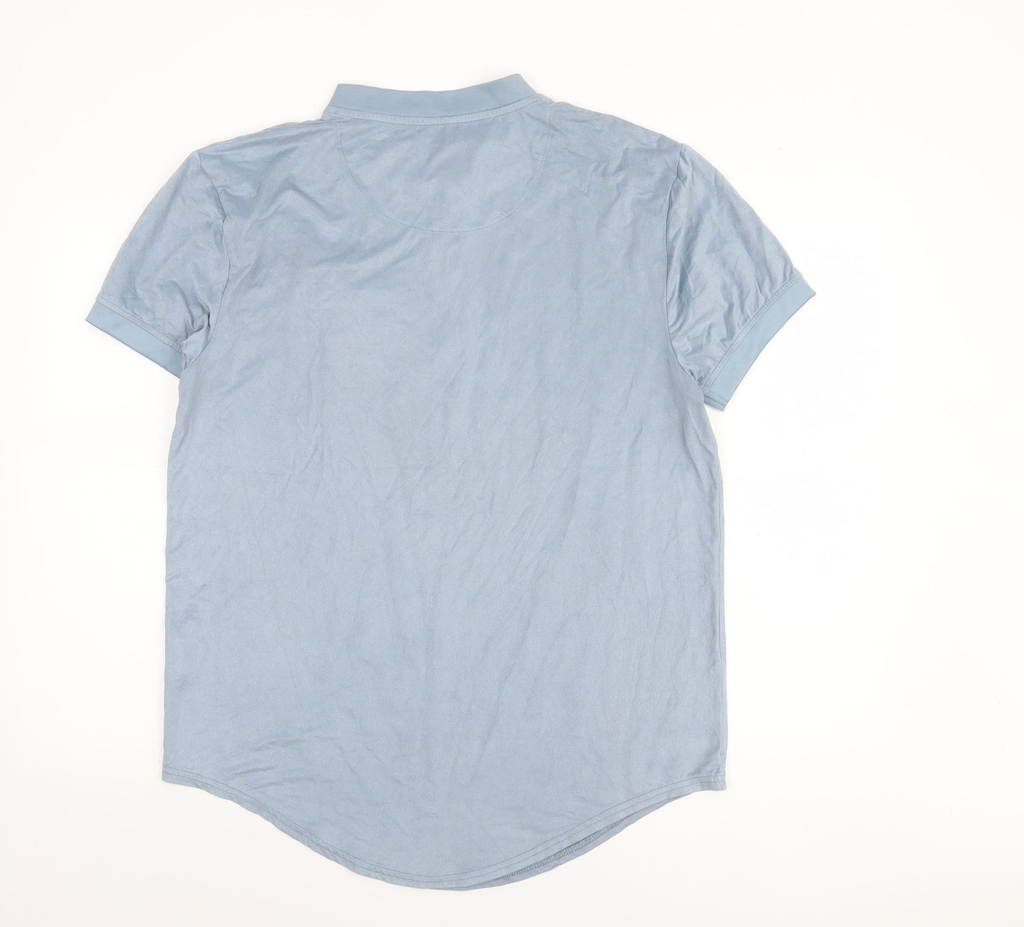 SikSilk Men's Blue Collared Slim Fit Short Sleeve T-Shirt Size L