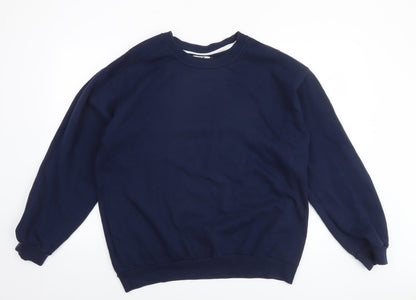 Mens UK Size L Anvil Blue Pullover Sweatshirt