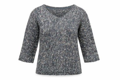 Vero Moda Women’s Grey Chunky Knit V-Neck 3/4 Sleeve Pullover Jumper M
