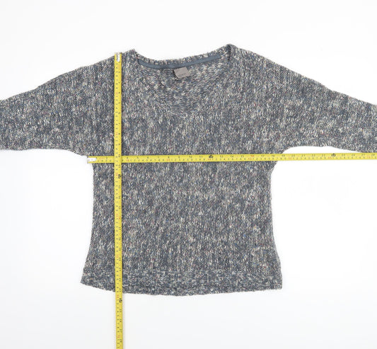Vero Moda Women’s Grey Chunky Knit V-Neck 3/4 Sleeve Pullover Jumper M