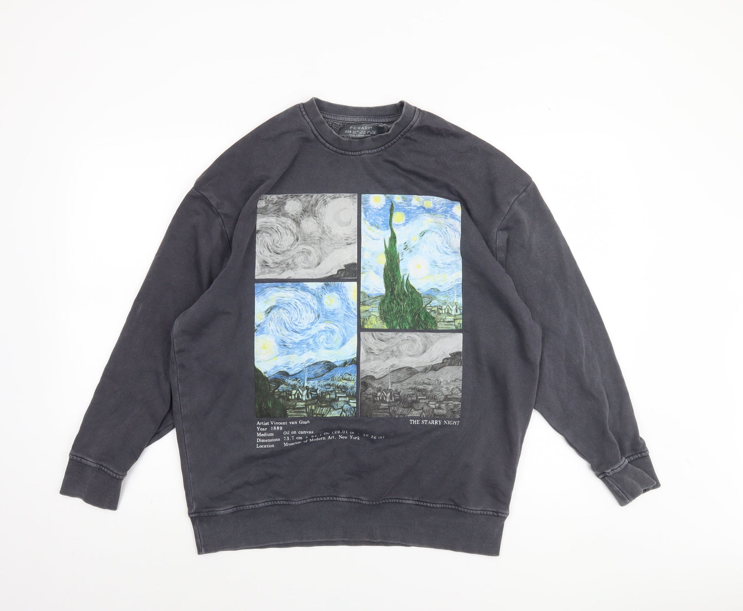 Primark Womens Black 2XS Pullover Sweatshirt The Starry Night Graphic Print